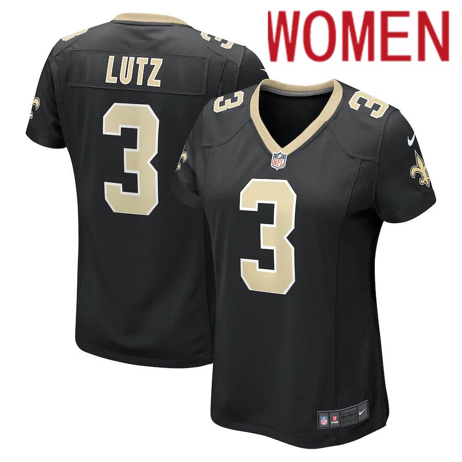 Women New Orleans Saints #3 Wil Lutz Nike Black Game NFL Jersey->women nfl jersey->Women Jersey